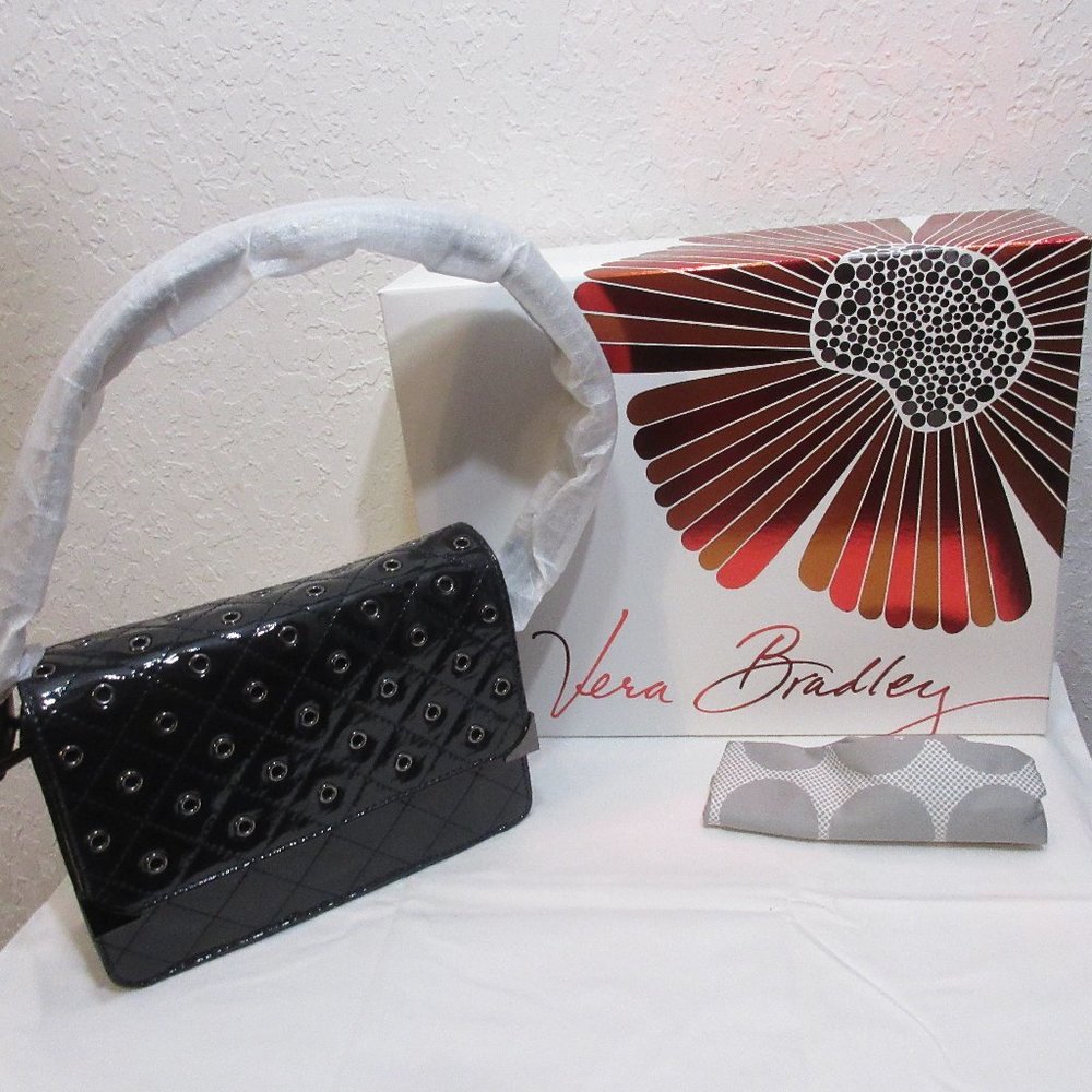 Vera Bradley Cole Mini Shoulder Bag Glossy NAVY MSRP $575 Limited Edition NWT!